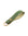 green italian leather keyring with brass hardware on a white background