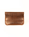 Distressed Brown Leather Card Holder on White Background