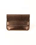 Distressed Black Leather Card Holder on White Background