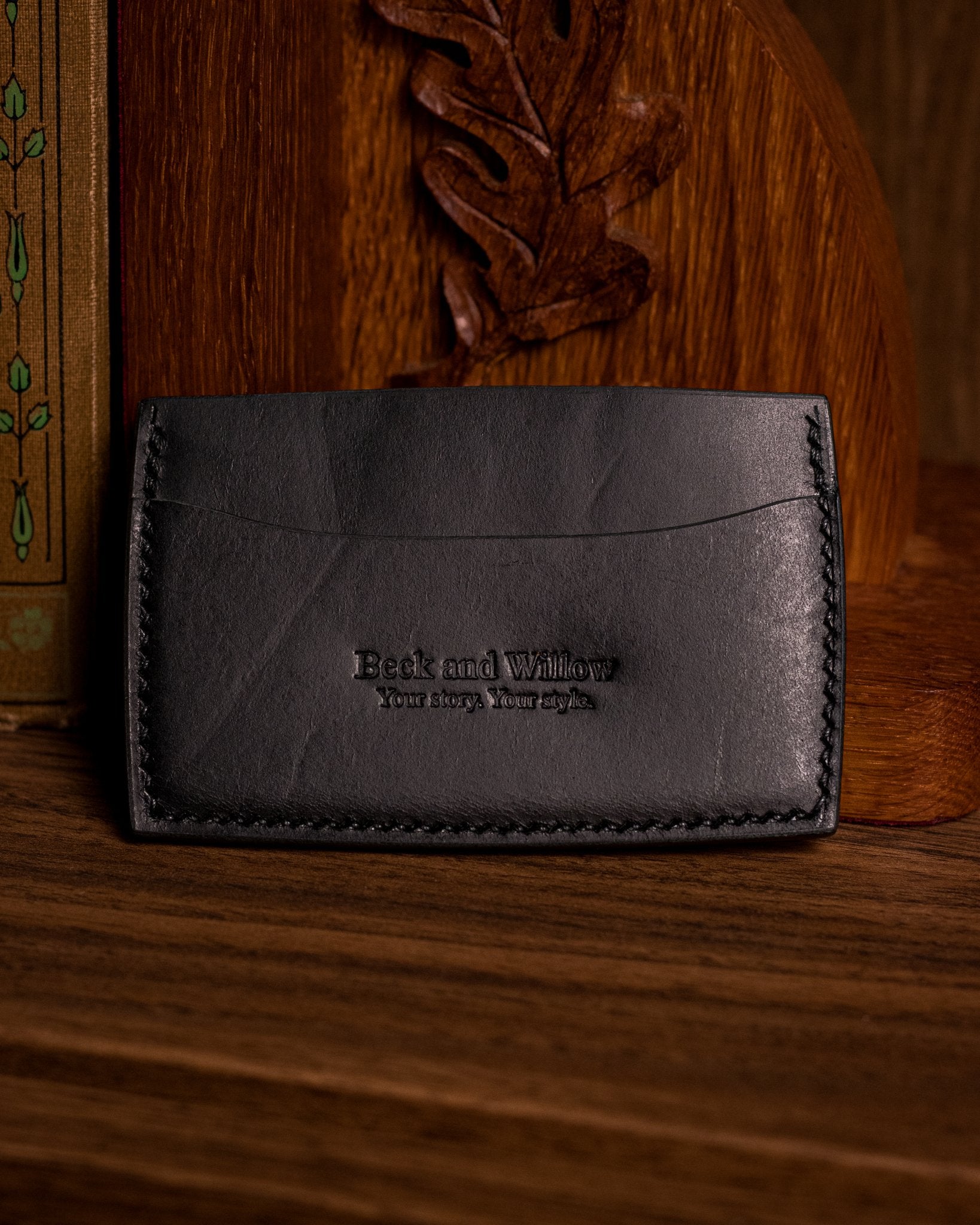 Italian Black Leather Card Holder Lifestyle Image