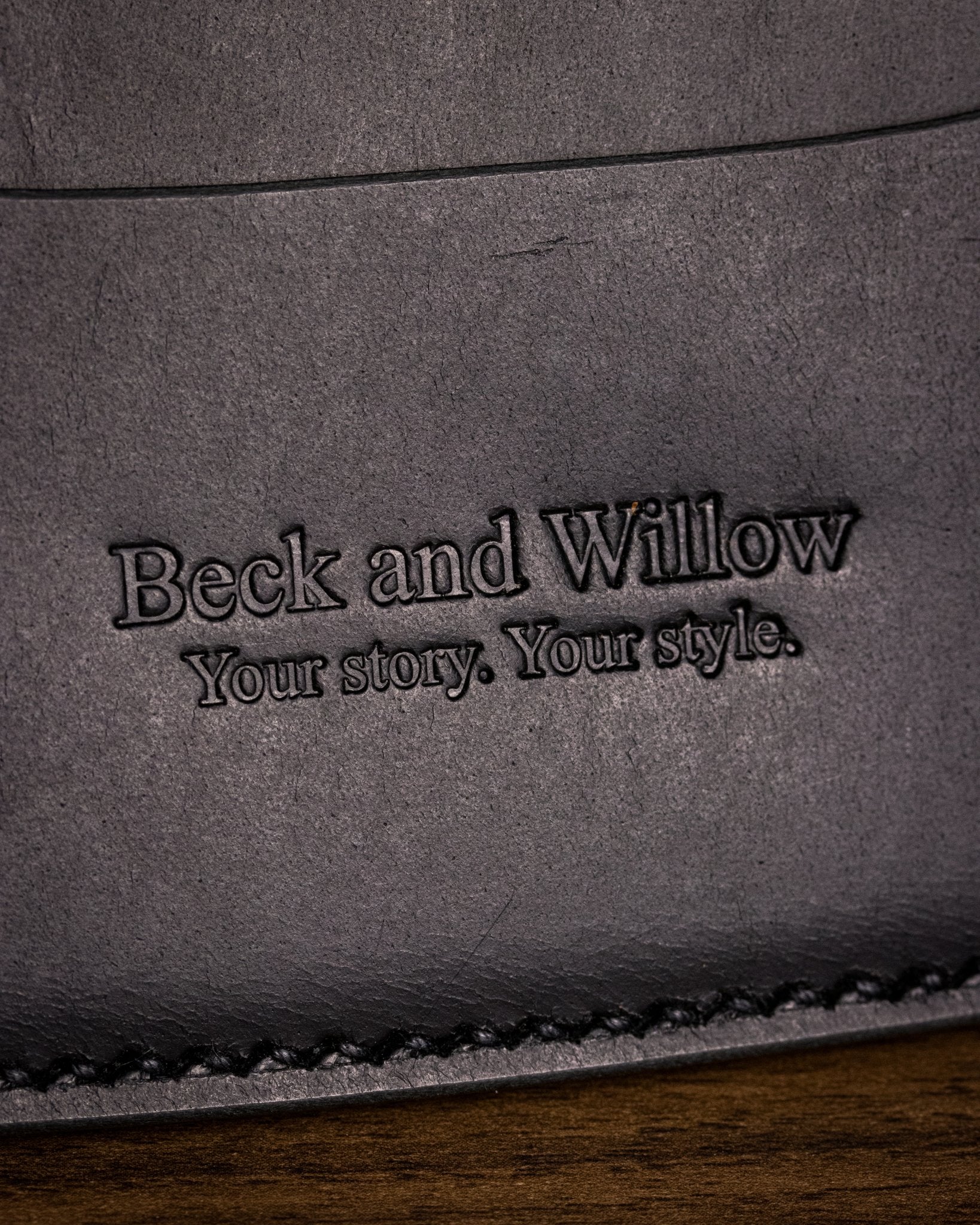 Italian Black Leather Card Holder Close Up Shot