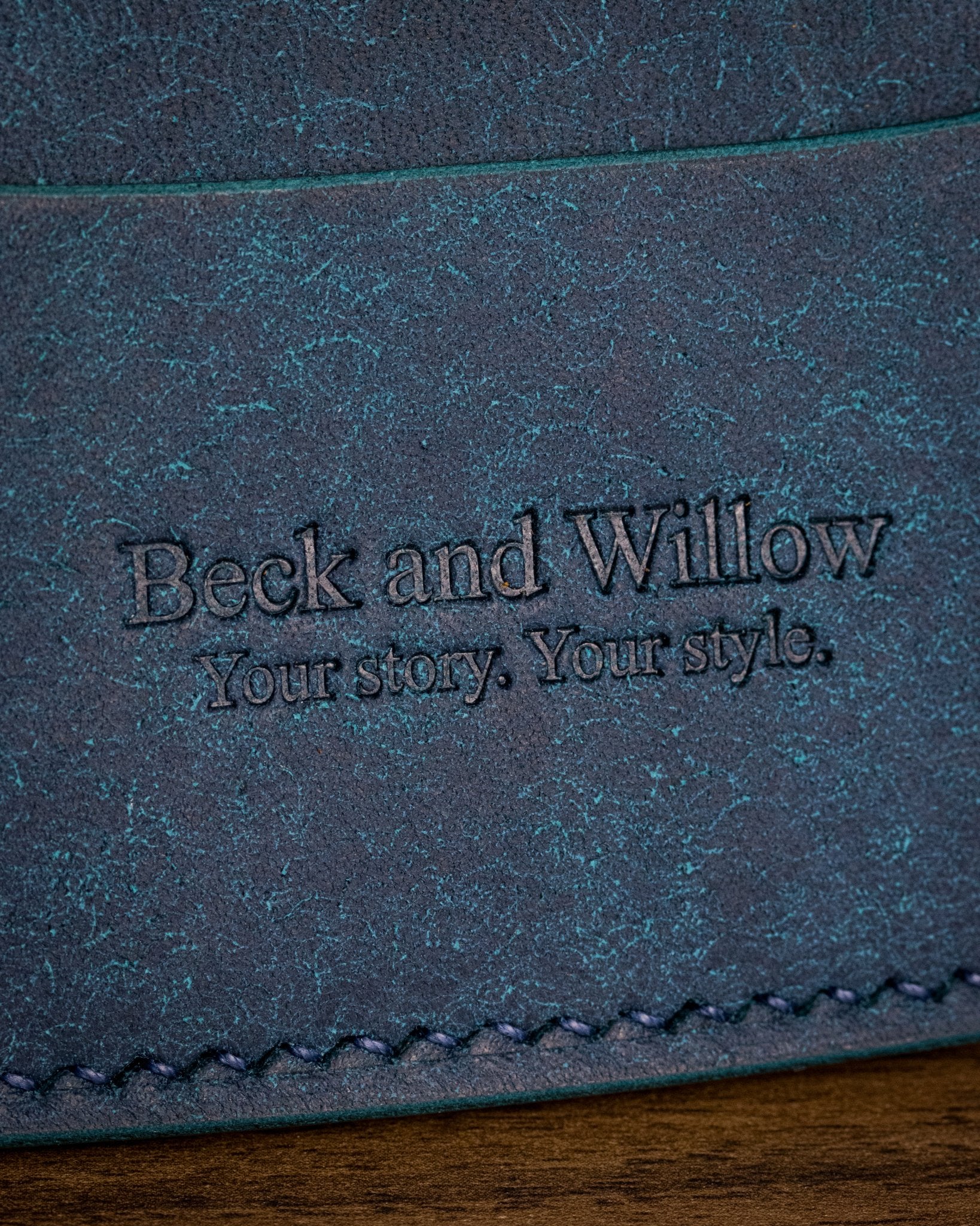 Italian Blue Leather Close up Shot