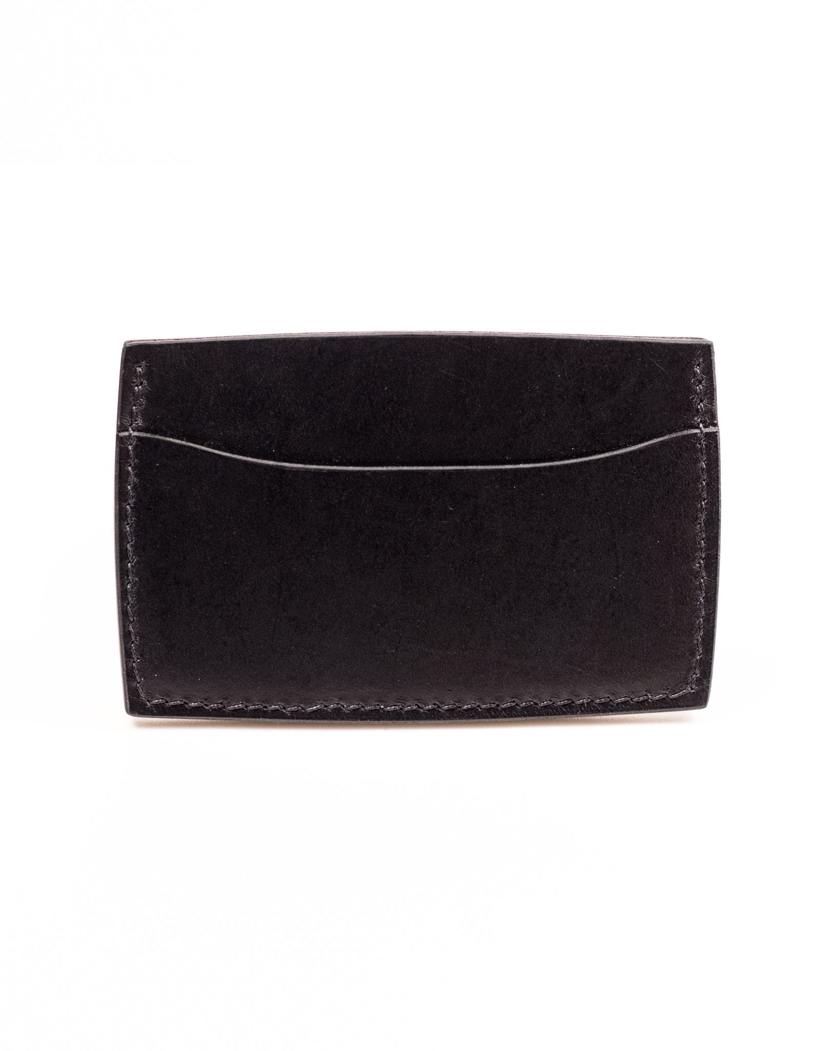 Italian Black Leather Card Holder White Background Back
