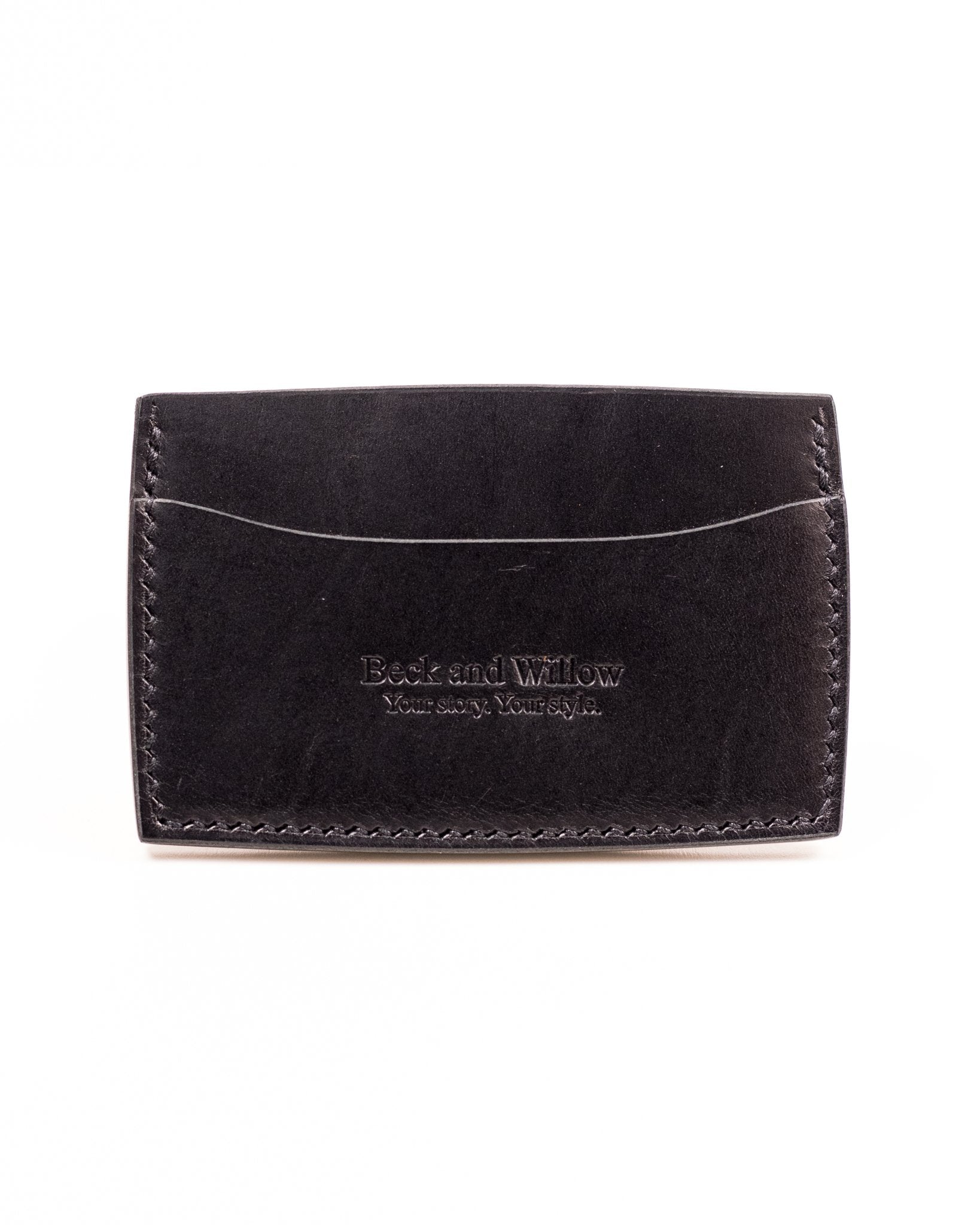 Italian Black Leather Card Holder White Background