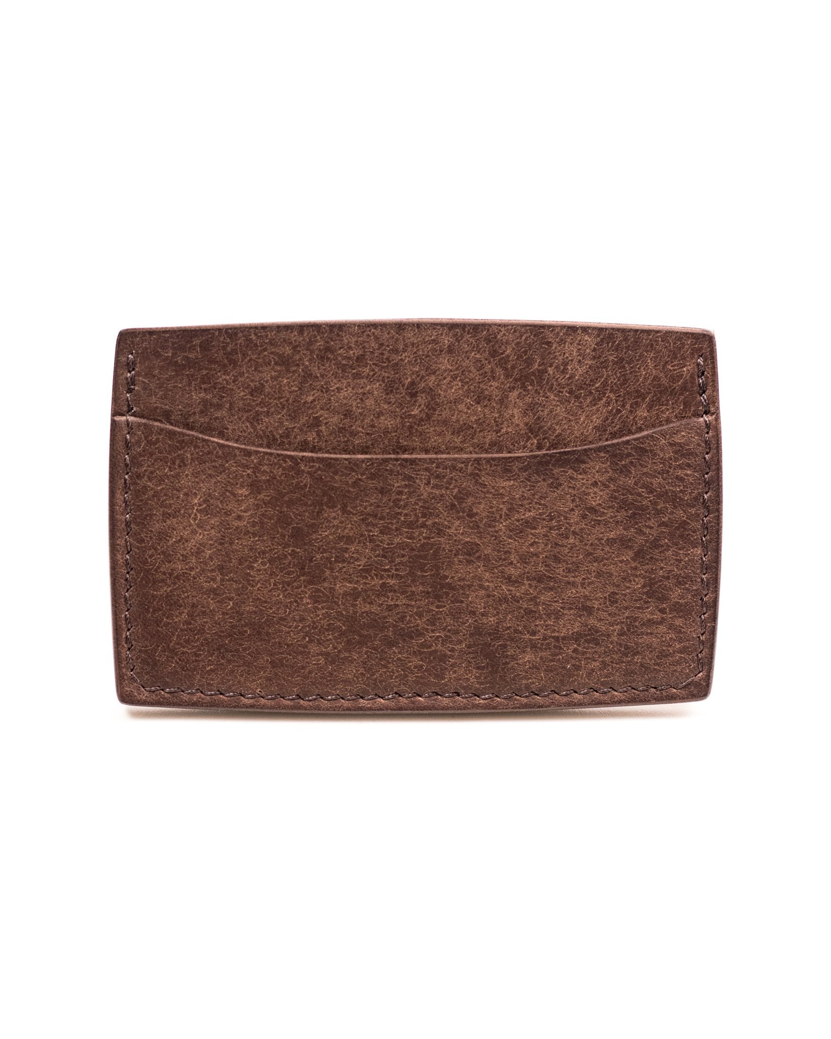 Italian Brown Leather Card Holder White Background Back