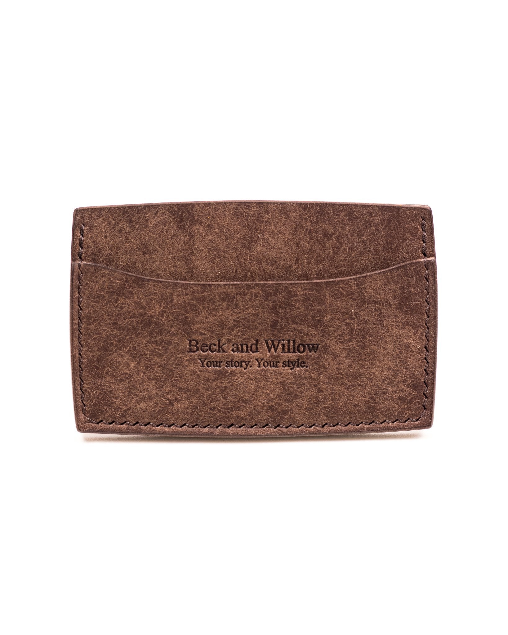 Italian Brown Leather Card Holder White Background
