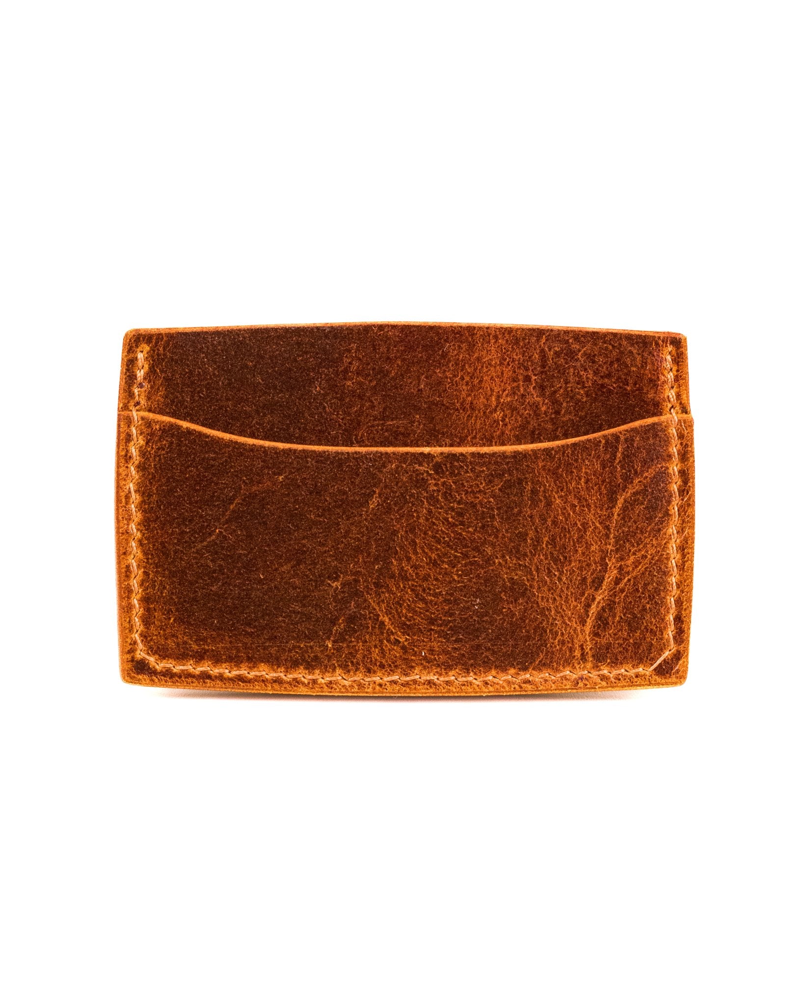 Tan Leather Card Holder Wallet White Background Back