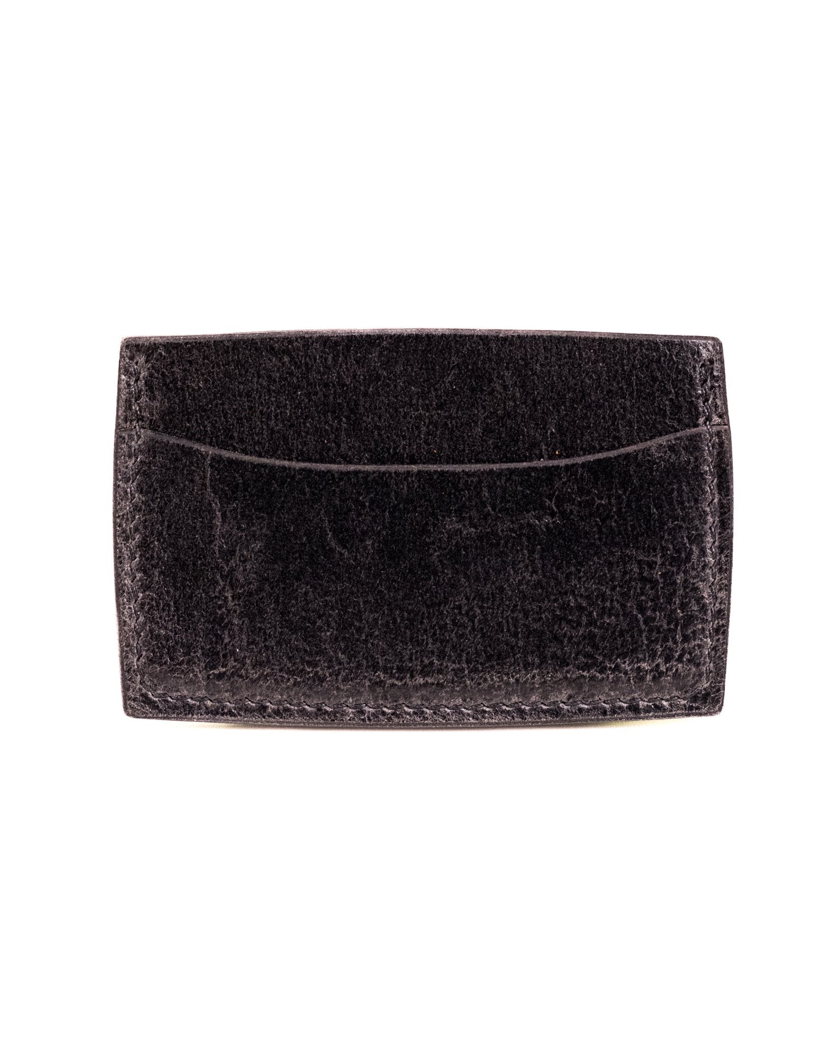 Black Leather Card Holder White Background Back