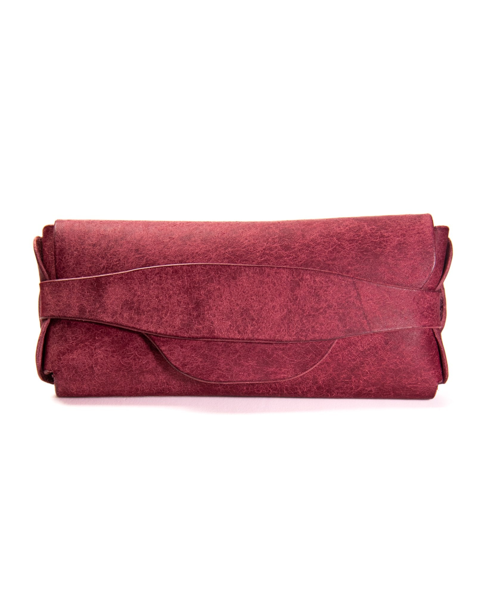 Burgundy Sunglasses case on a white background