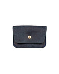 Leather Card Holder in Italian Blue Leather on a White Background