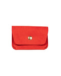 Leather Card Holder in Italian Red Leather on a White Background