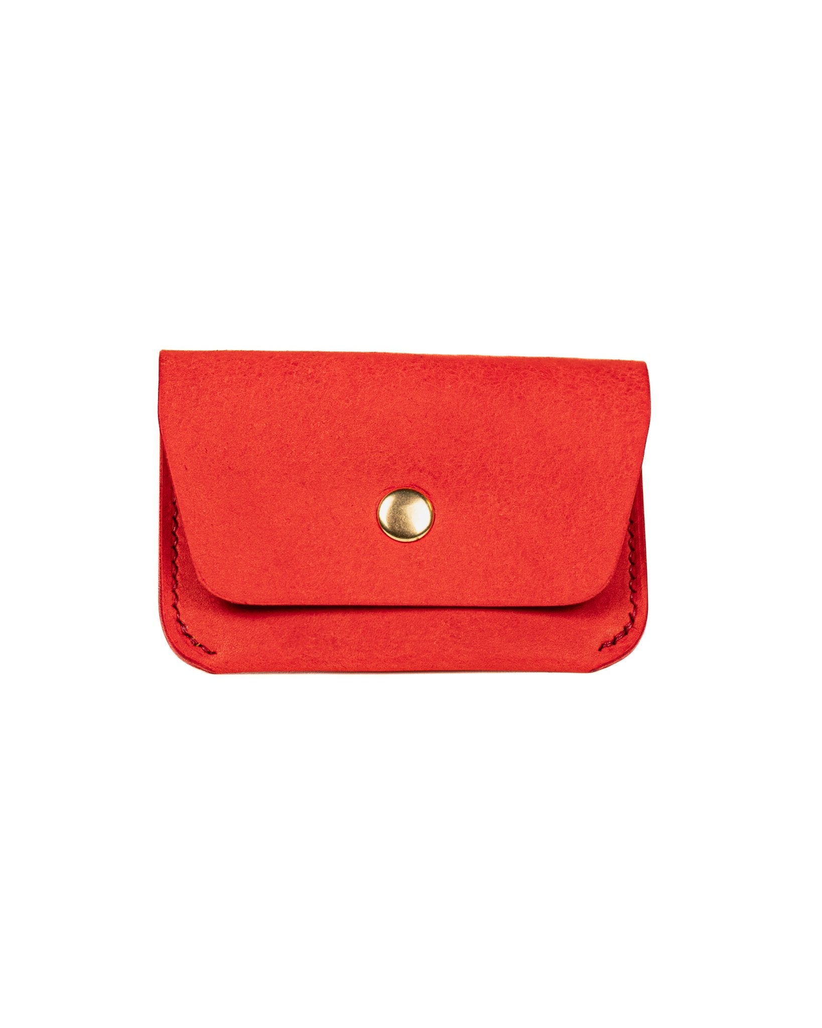 Leather Card Holder in Italian Red Leather on a White Background