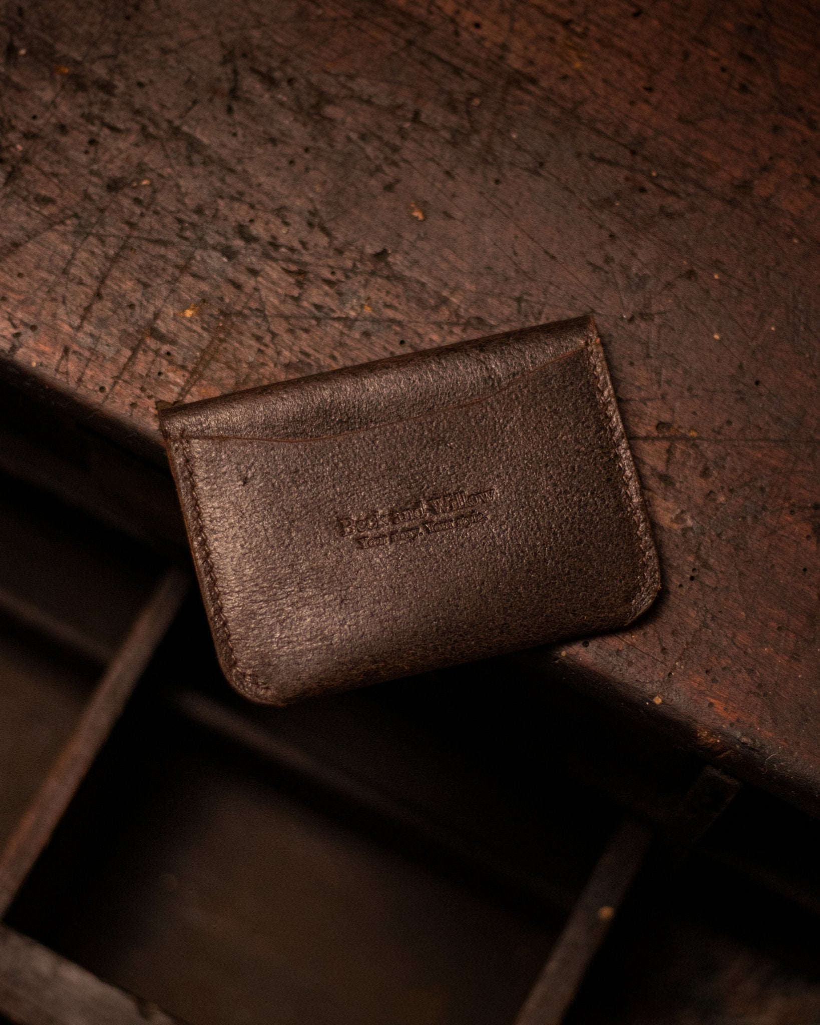 Distressed Brown Leather Wallet Back