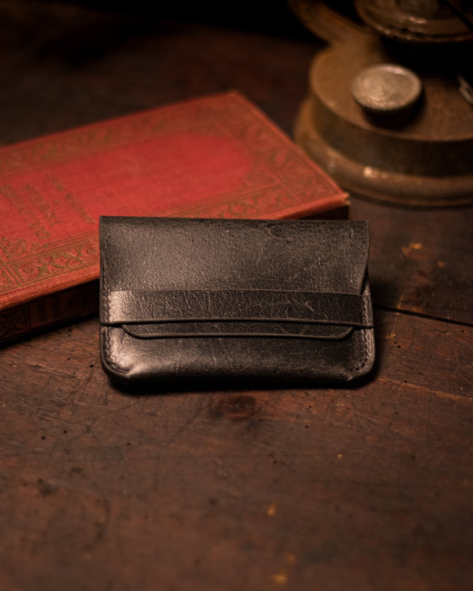 Distressed Black Leather Cardholder Lifestyle