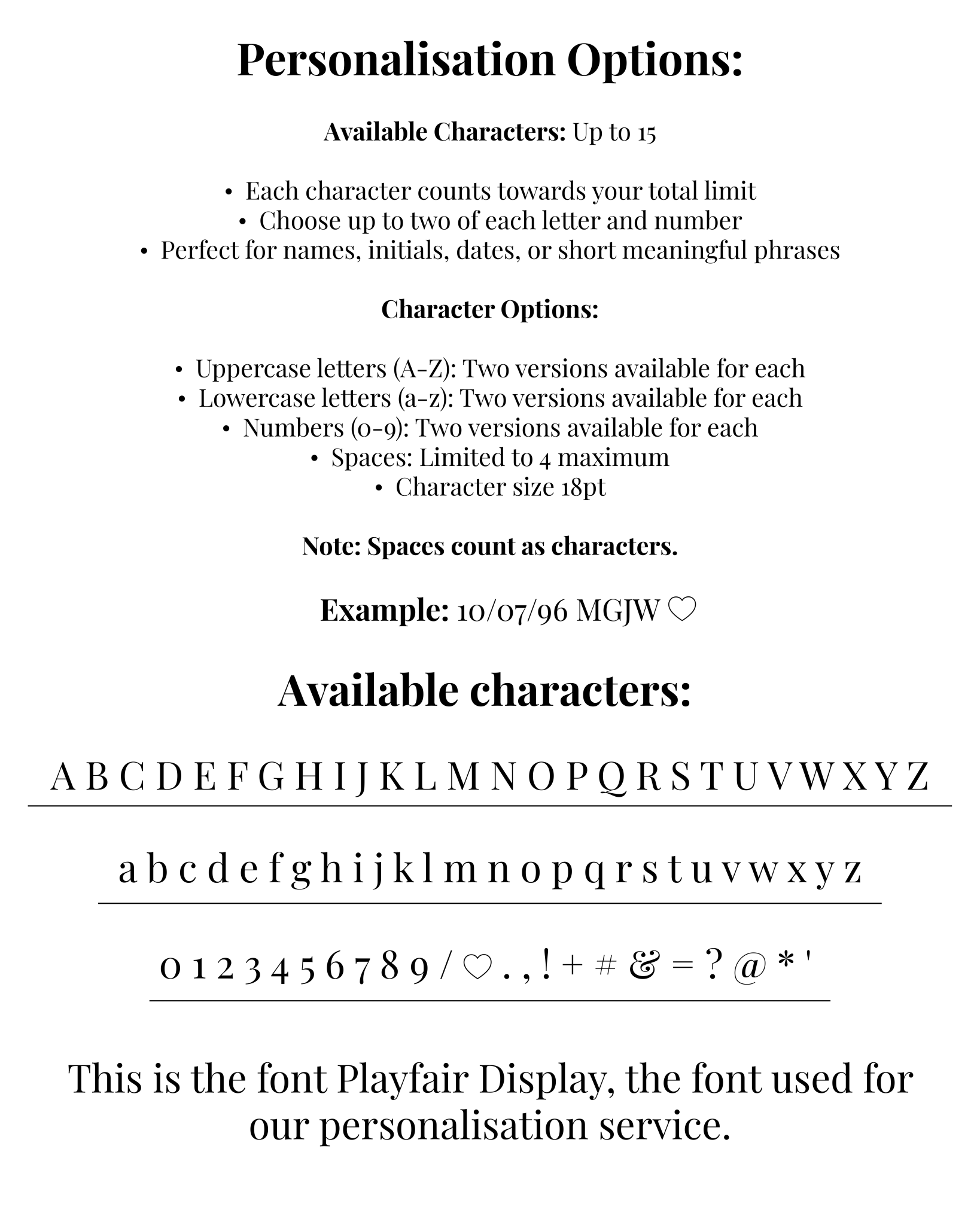 Image Showing Personalisation Options