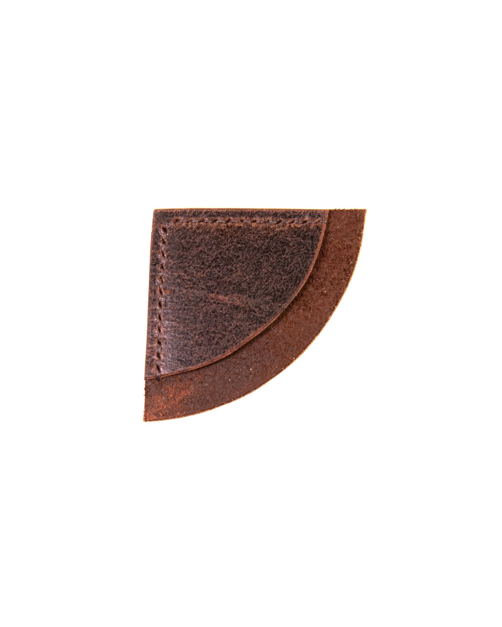 Brown leather bookmark on a white background
