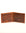 open distressed tan leather bifold wallet on white background