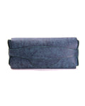 Blue leather sunglasses case on a white background